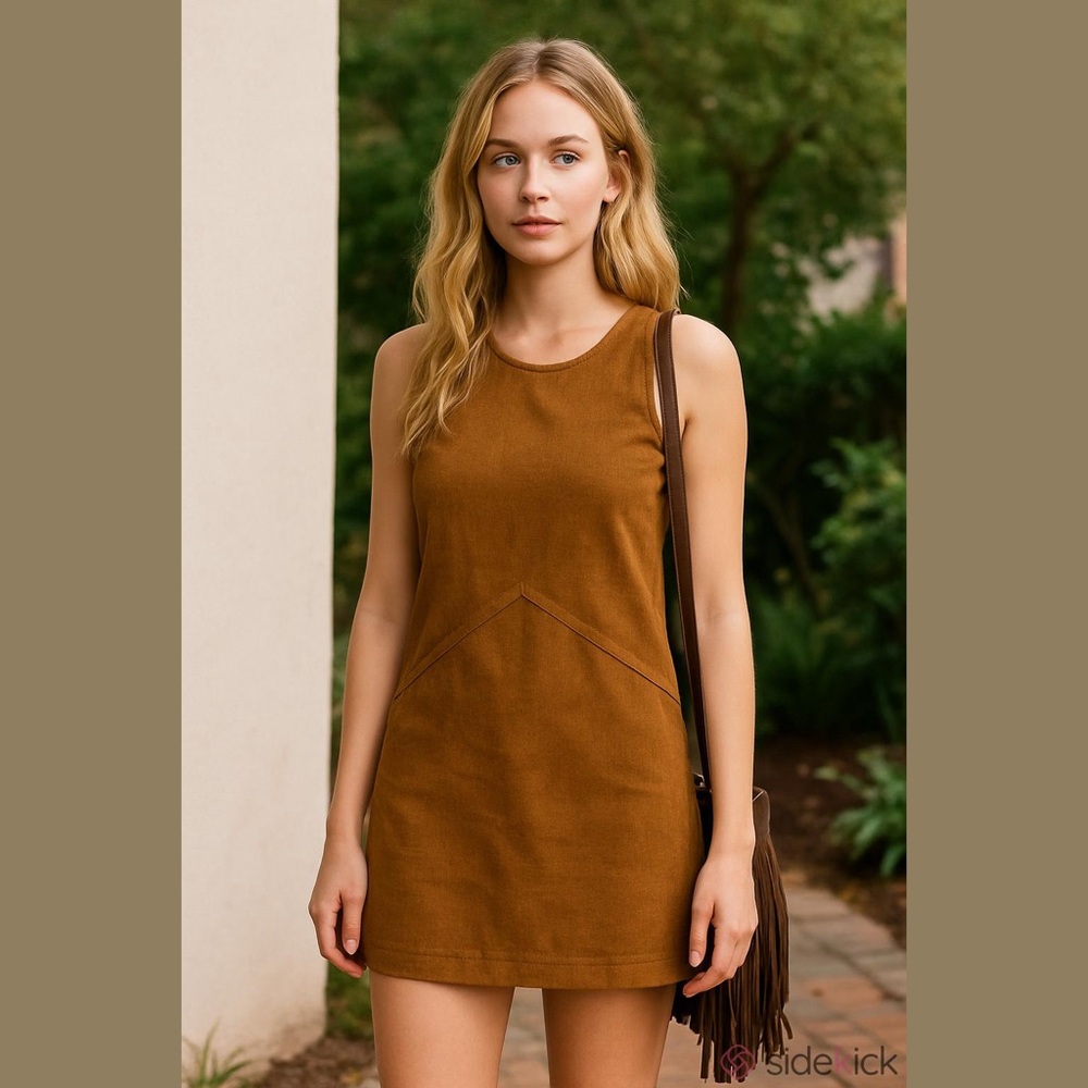 Chloe K Brown Sleeveless Mini Dress